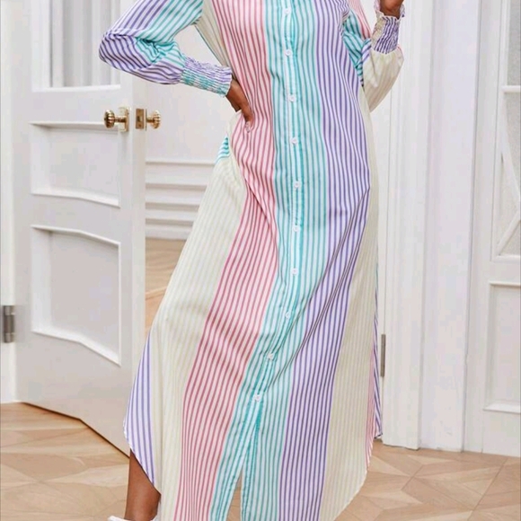 SHEIN Pastel Striped Maxi Dress - Picture 2 of 5